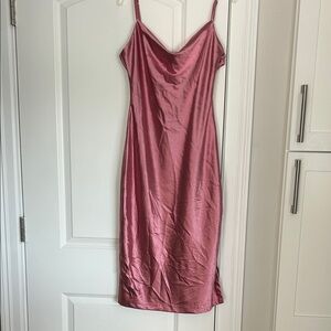 Chic Pink Satin Slip Dress